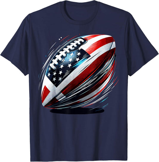Football USA American Flag Colorful 4th of July Patriotic T-Shirt - T-Shirt | Navy