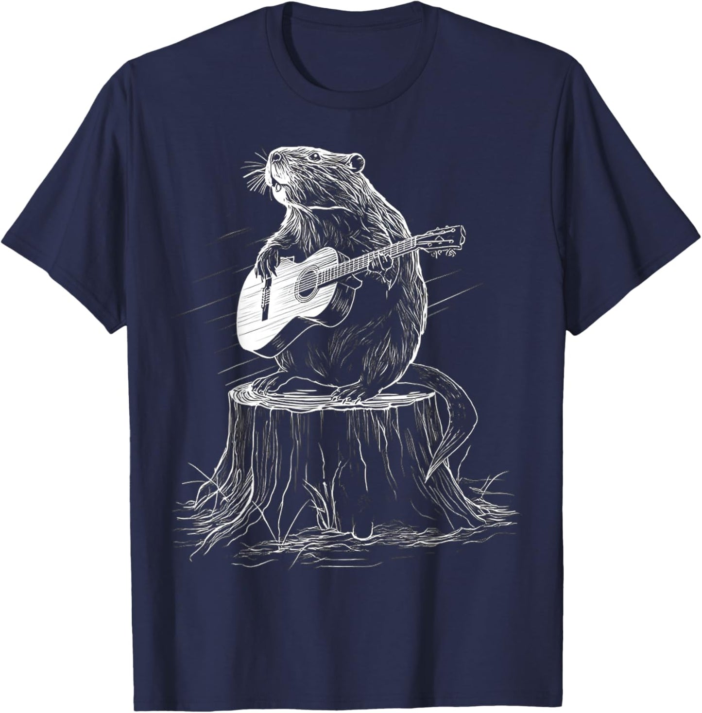 Beaver Guitar T-Shirt - T-Shirt | Navy
