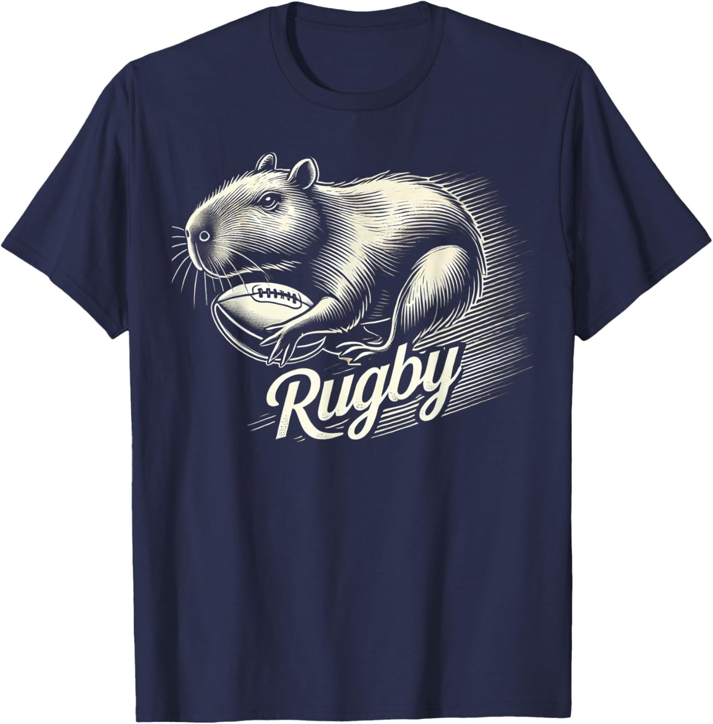 Capybara Rugby Sports Gifts Funny Rugby Player T-Shirt - T-Shirt | Navy