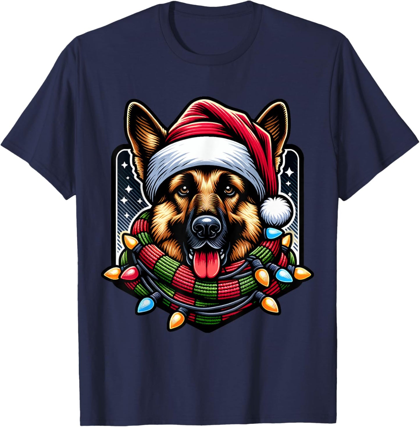 Christmas German Shepherd Xmas Shepherd Mom Dog Lover T-Shirt - T-Shirt | Navy