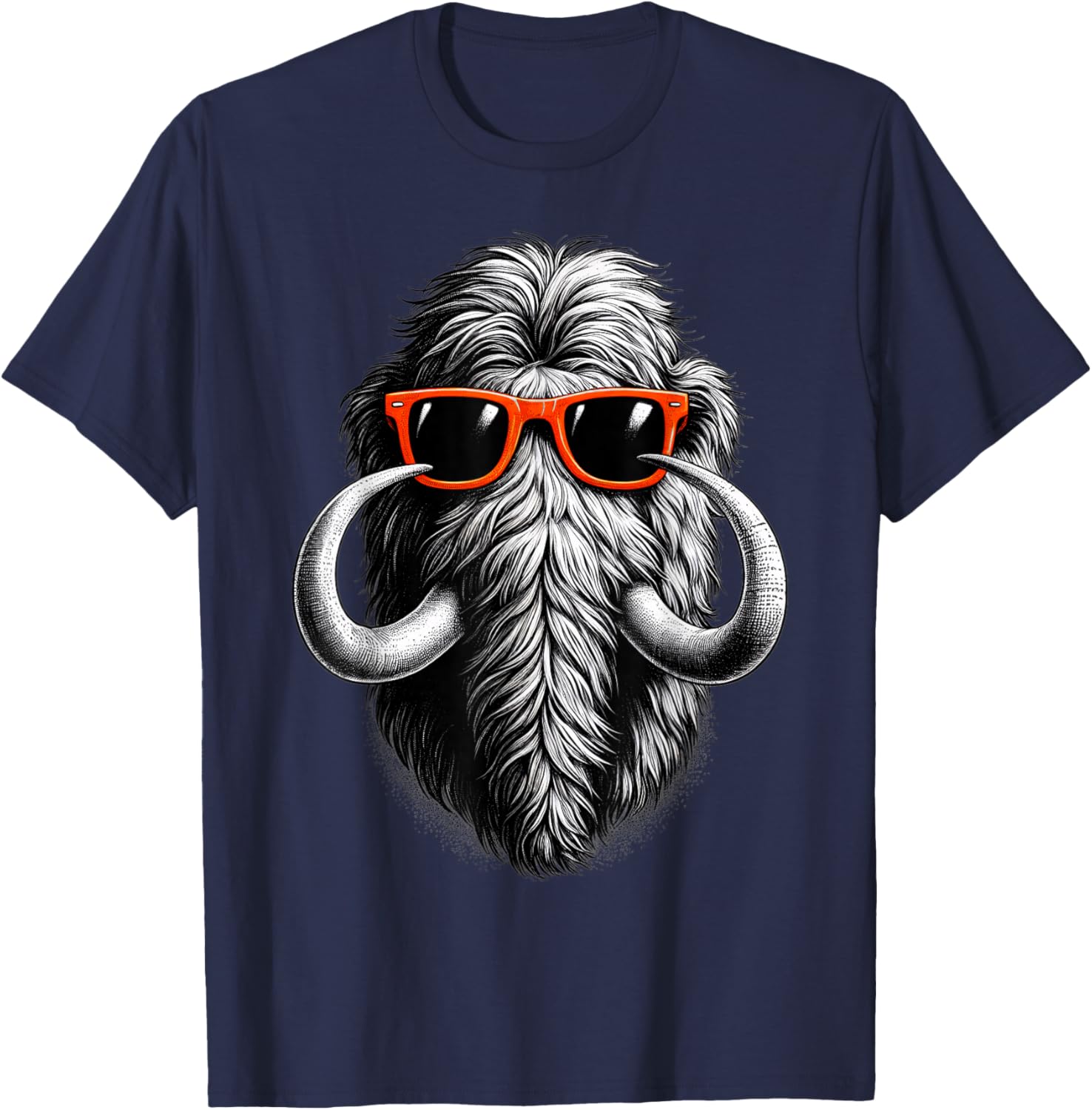 Cool Woolly Mammoth Wearing Sunglasses Graphic Art T-Shirt - T-Shirt | Navy