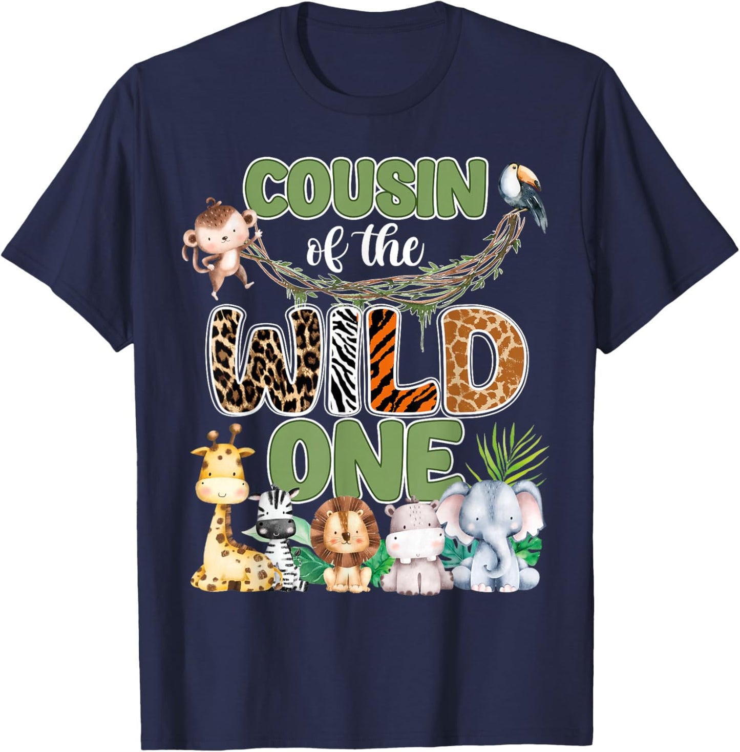 Cousin of The Wild One 1St Birthday Family Safari Jungle T-Shirt - T-Shirt | Navy