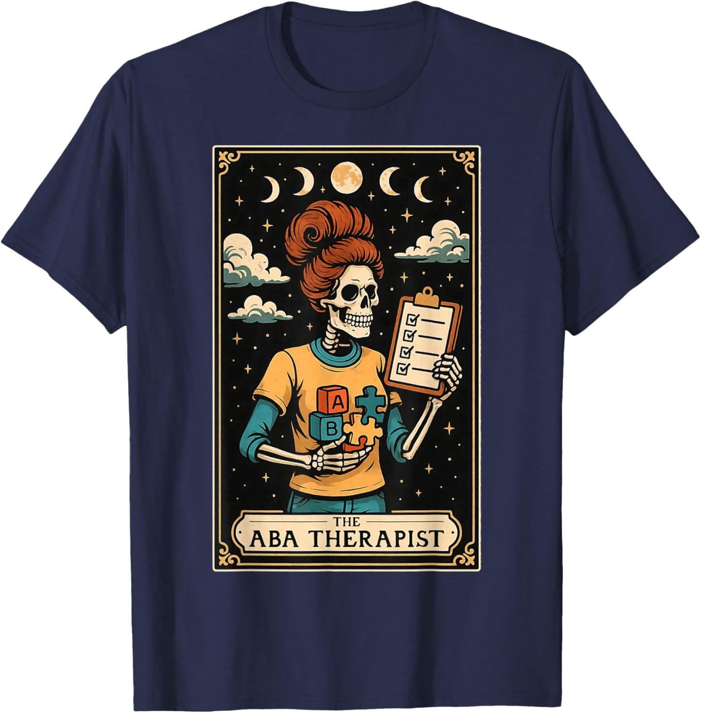 The ABA Therapist Behavior Analyst Behavior Analysis Tarot T-Shirt - T-Shirt | Navy