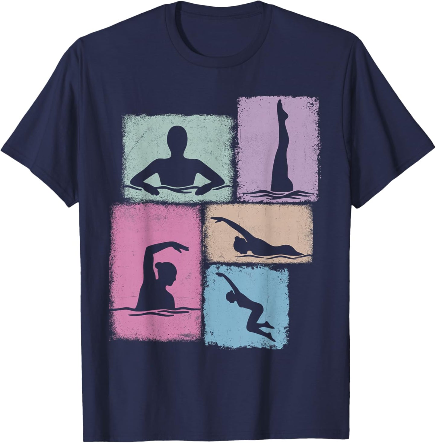 Swim Collage Swimmer Women Kids Swimming Coach Youth Girl T-Shirt - T-Shirt | Navy
