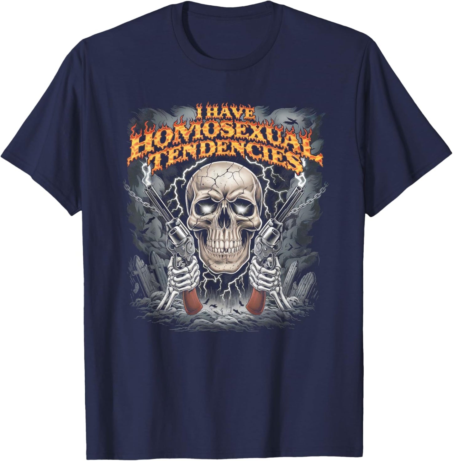 I Have Homosexual Tendencies Men Funny Skeleton Meme T-Shirt - T-Shirt | Navy