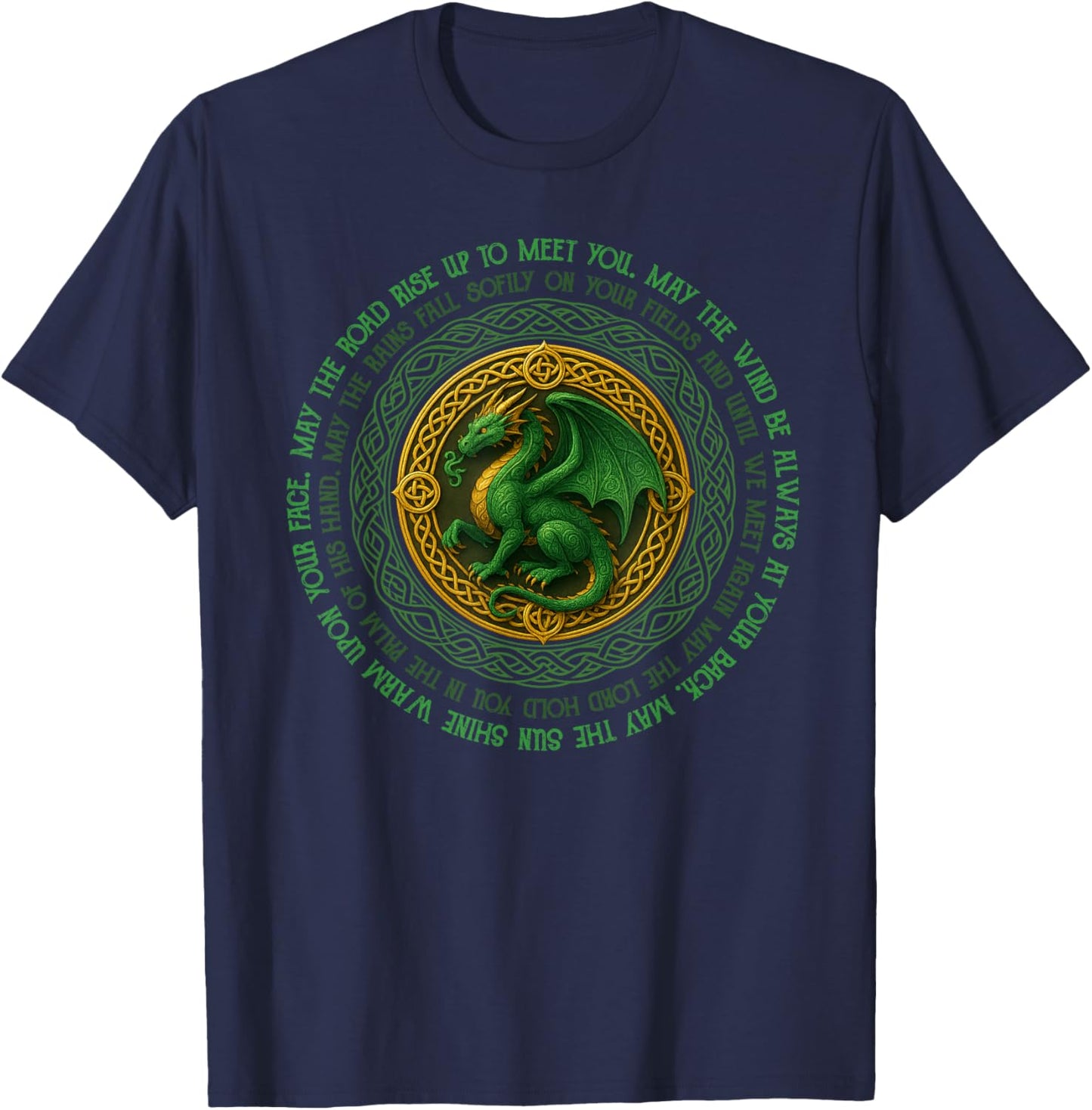 Vintage Celtic Knot Irish Dragon St. Patrick's Day Men Women T-Shirt - T-Shirt | Navy