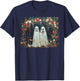 Halloween Floral Ghost Just Married Wedding Groom Bride T-Shirt - T-Shirt | Navy