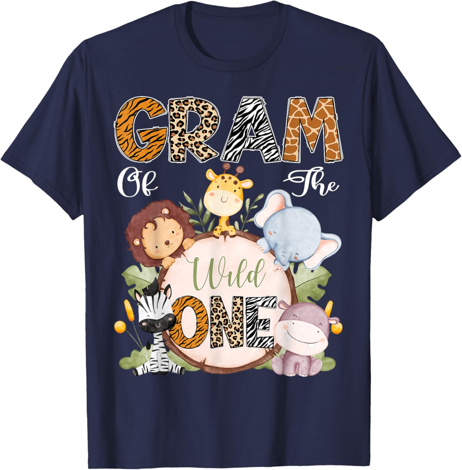 Gram Of The Wild One 1St Birthday Safari Woodland T-Shirt - T-Shirt | Navy
