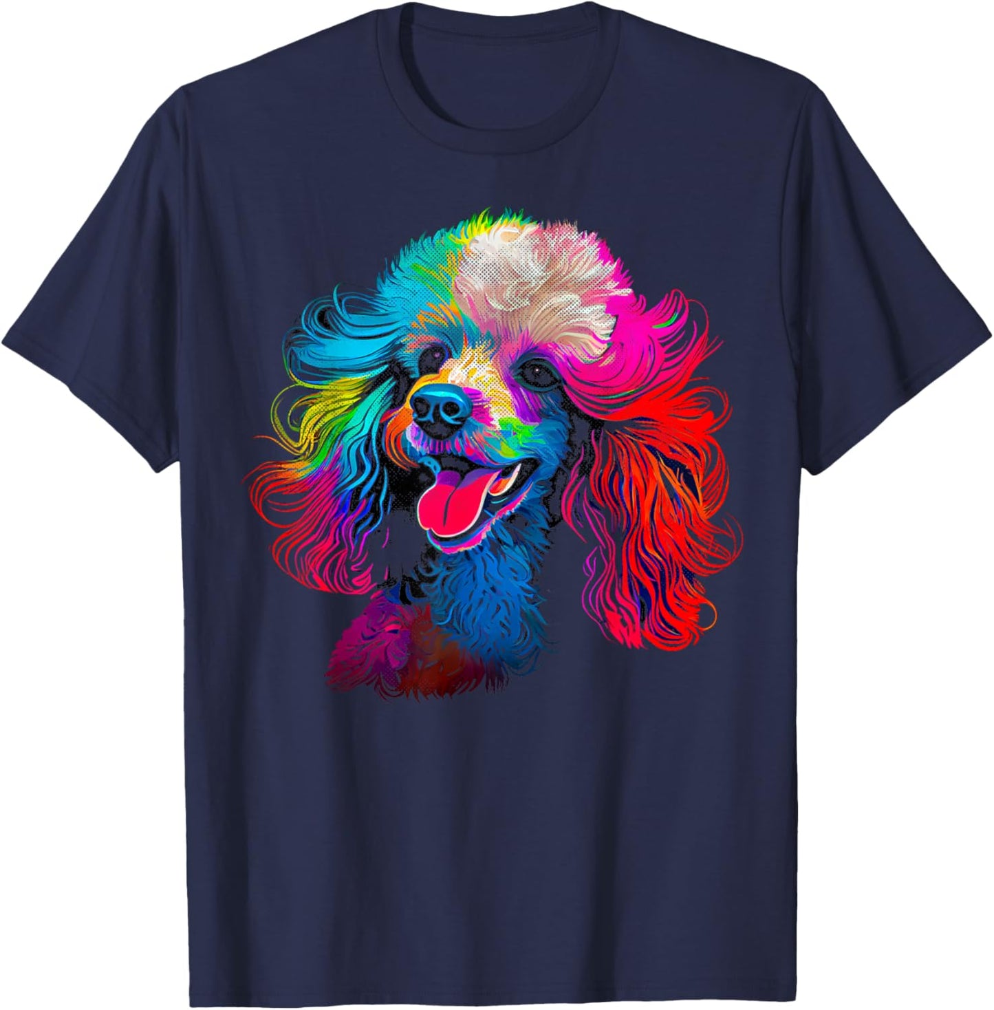 A Poodle Face Dog Black T-Shirt - T-Shirt | Navy