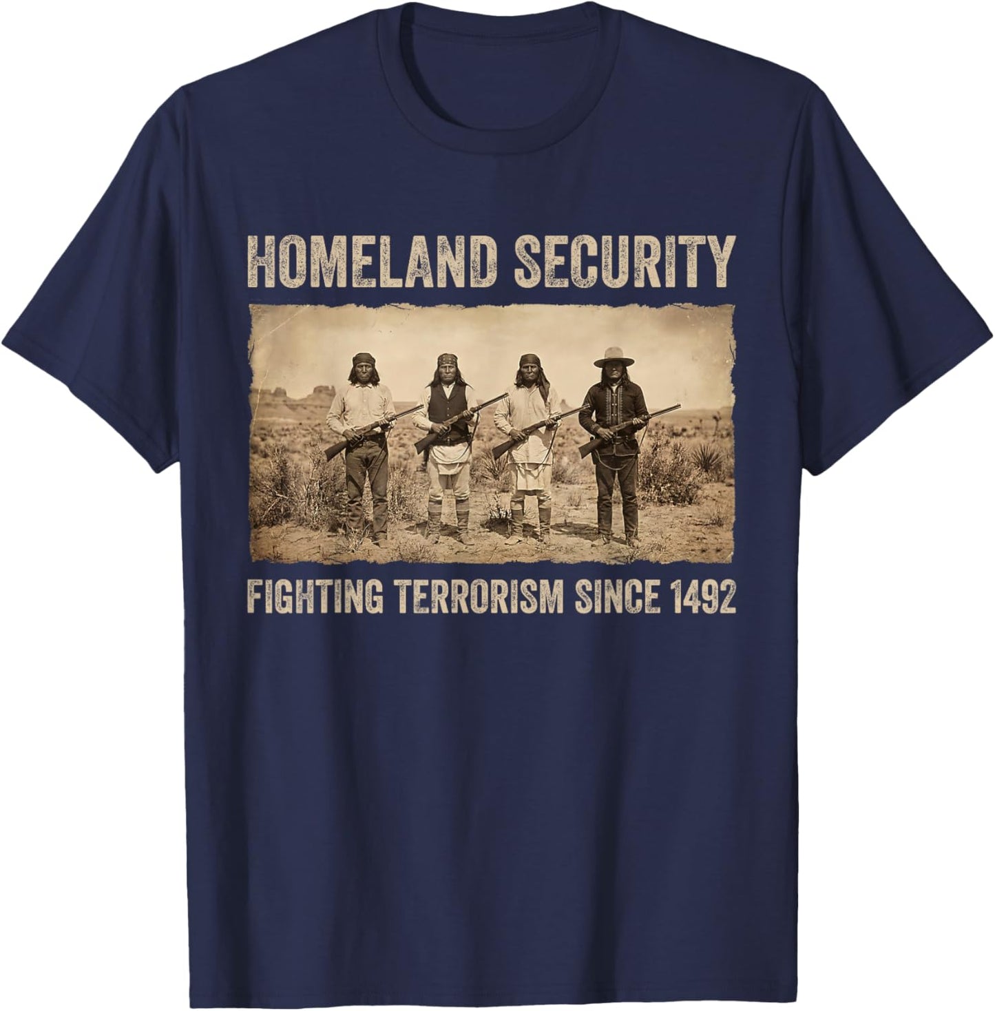 Native American Homeland Security Funny Indian Pride Men T-Shirt - T-Shirt | Navy
