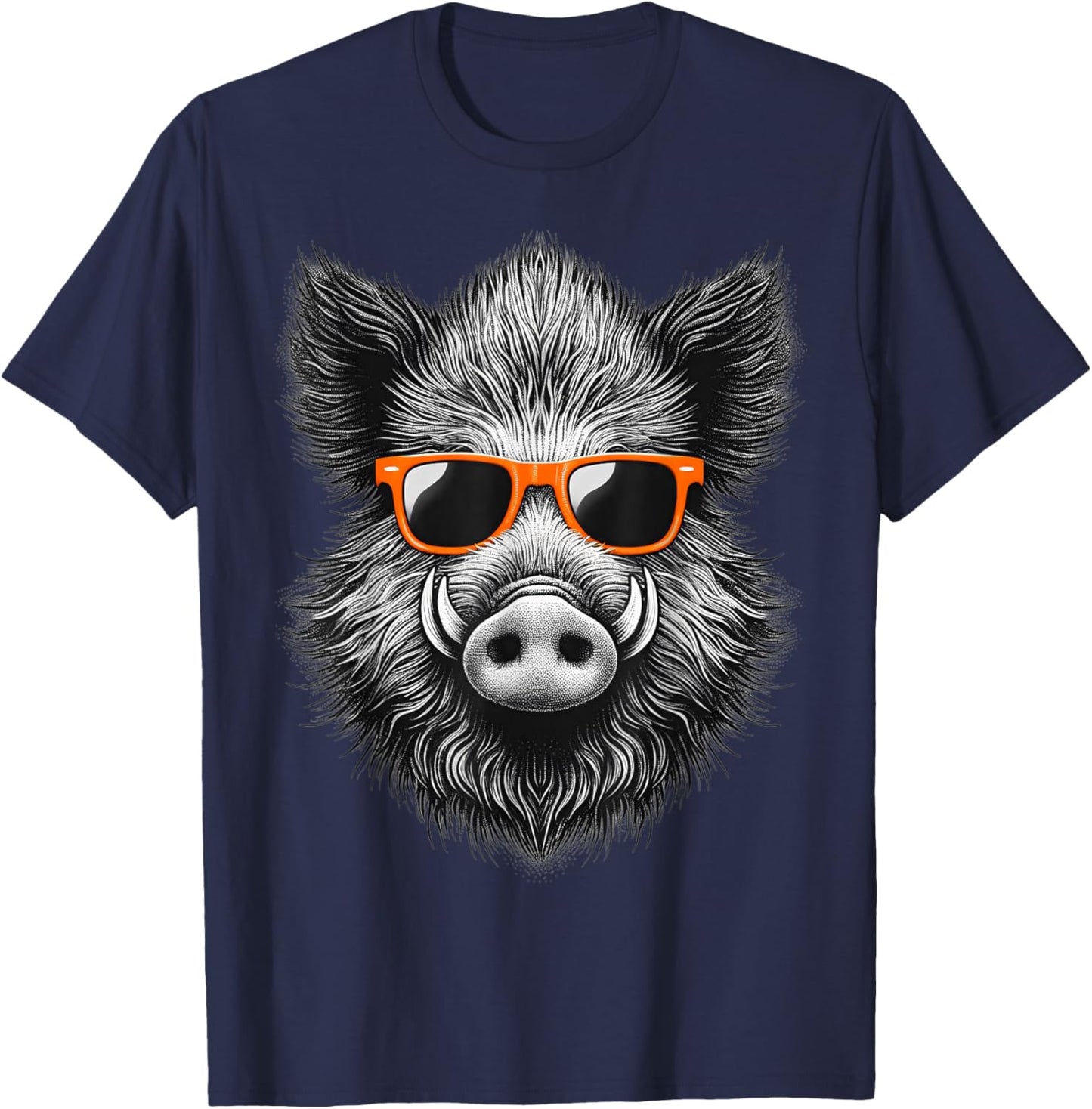 Cool Wild Boar Wearing Sunglasses Graphic Art T-Shirt - T-Shirt | Navy