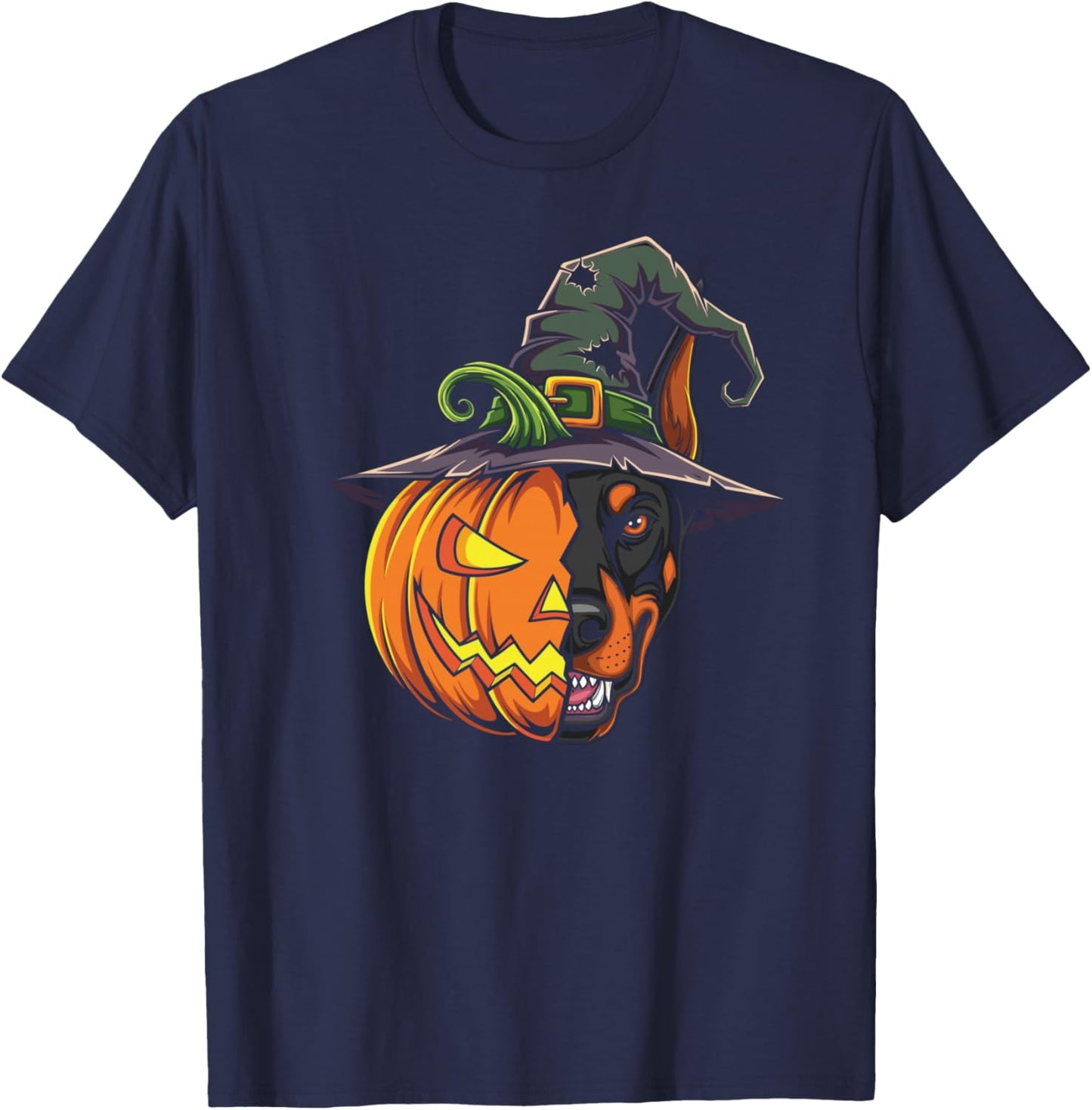 Doberman Pinscher Jack O Lantern Halloween Kids T-Shirt - T-Shirt | Navy