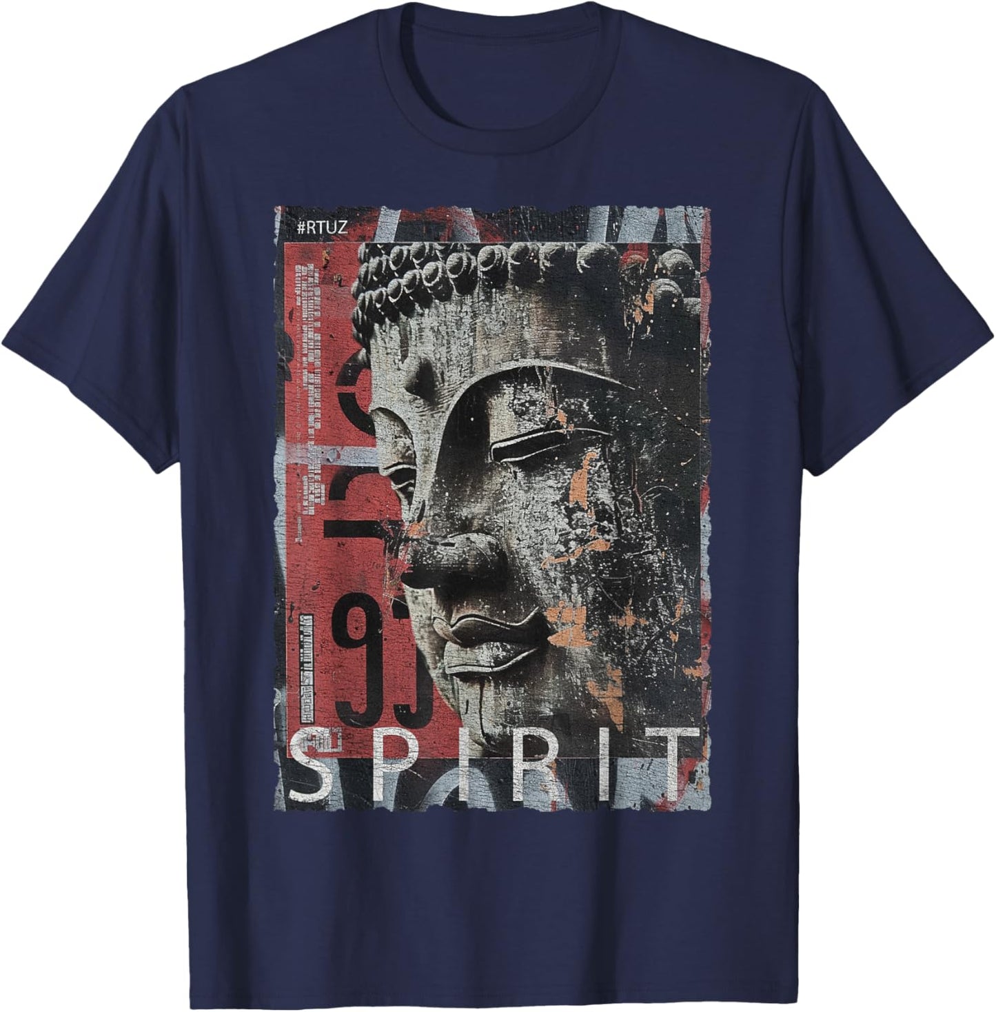 Hip Hop Y2K Vintage Hipster Retro Edgy Streetwear Buddha T-Shirt - T-Shirt | Navy