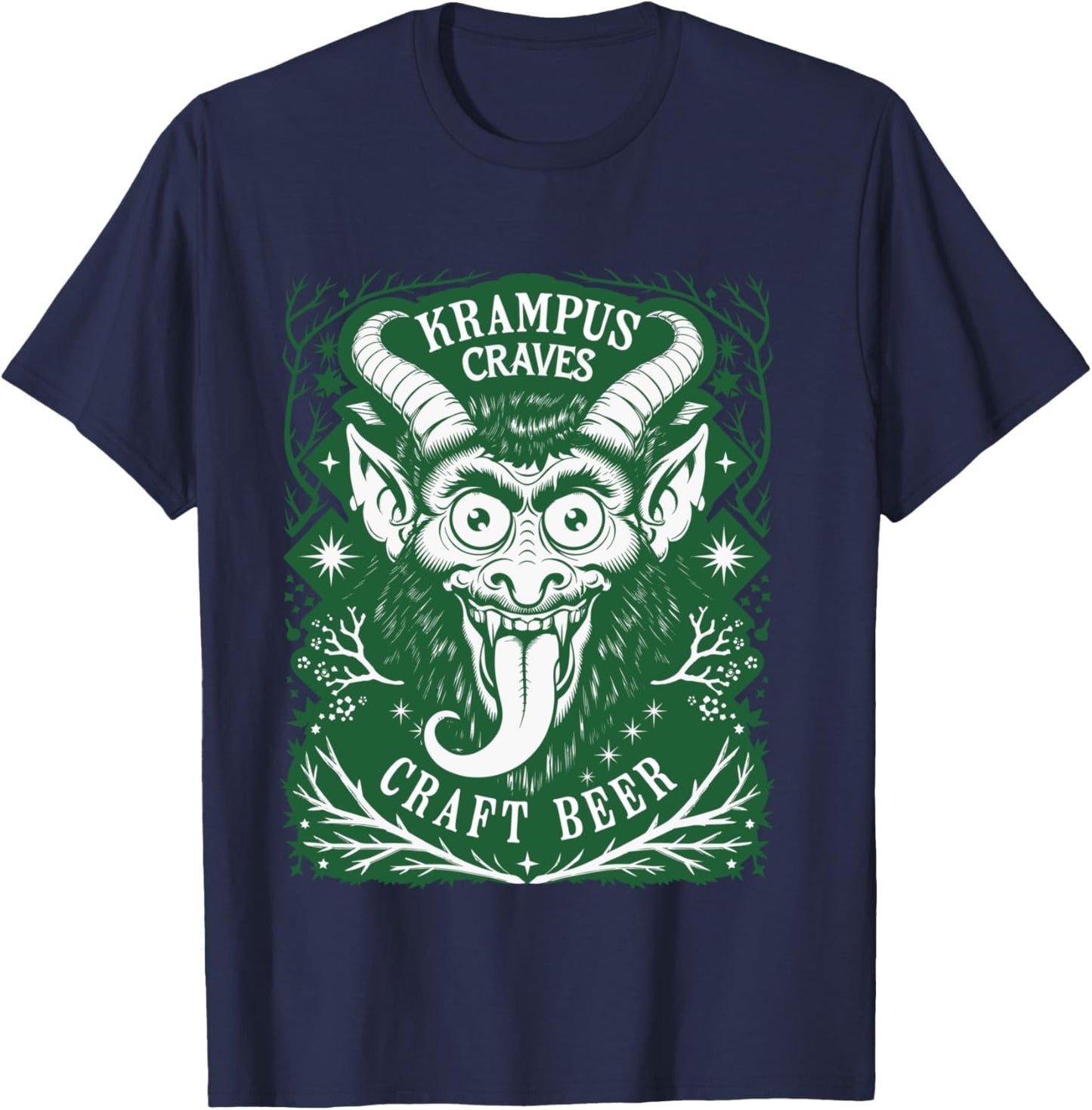 Krampus Craves Craft Beer for Funny German Krampus Folklore T-Shirt - T-Shirt | Navy