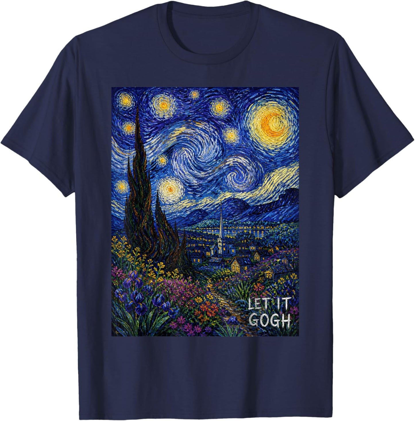 Let It Gogh T Starry Night Vincent Van Gogh T-Shirt - T-Shirt | Navy