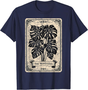 Tarot Card The Monstera Plant Floral Botanical Planting T-Shirt - T-Shirt | Navy