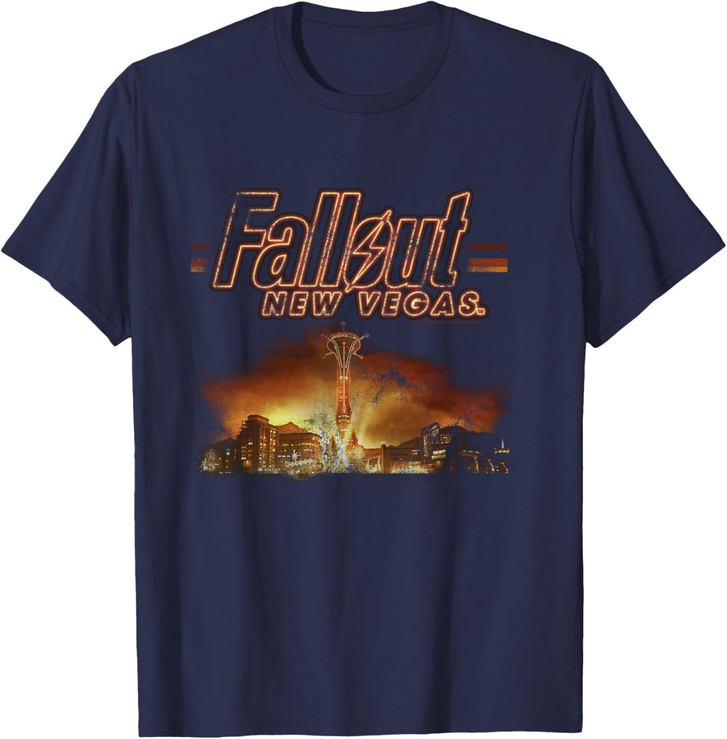 Fallout Video Game New Vegas Skyline Retro Souvenir Design Langarmshirt T-Shirt - T-Shirt | Navy