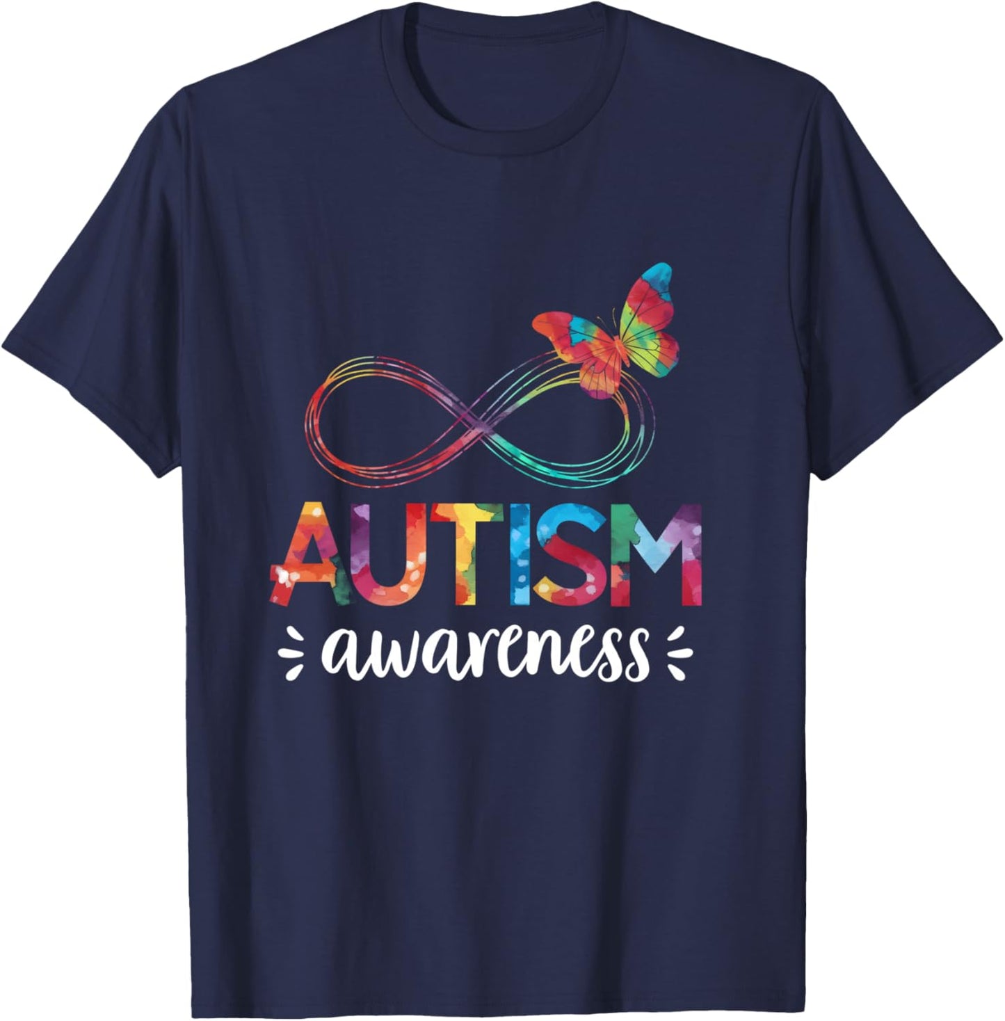 Tie Dye Autism Awareness Infinity Symbol Men Kids T-Shirt - T-Shirt | Navy
