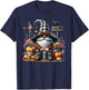 Floral Autumn Gnome With Scarecrow Raven And Fall Pumpkins T-Shirt - T-Shirt | Navy