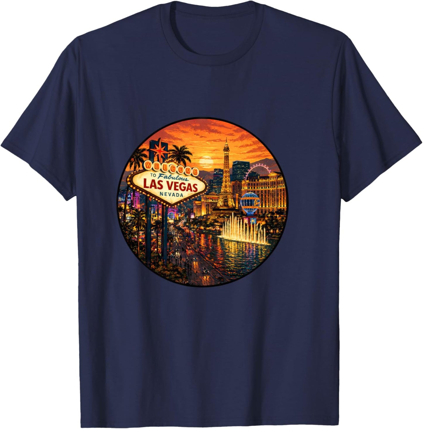 Vegas Sunset Design Urlaubsträume Langarmshirt T-Shirt - T-Shirt | Navy