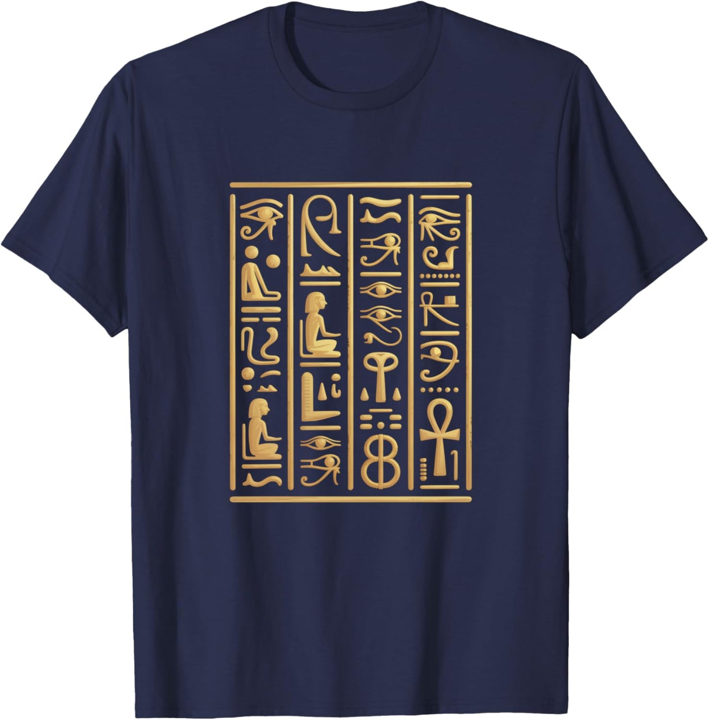 Egyptian Hieroglyphics I Egyptian Gods Archeology T-Shirt - T-Shirt | Navy