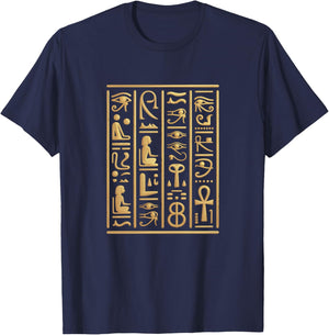 Egyptian Hieroglyphics I Egyptian Gods Archeology T-Shirt - T-Shirt | Navy