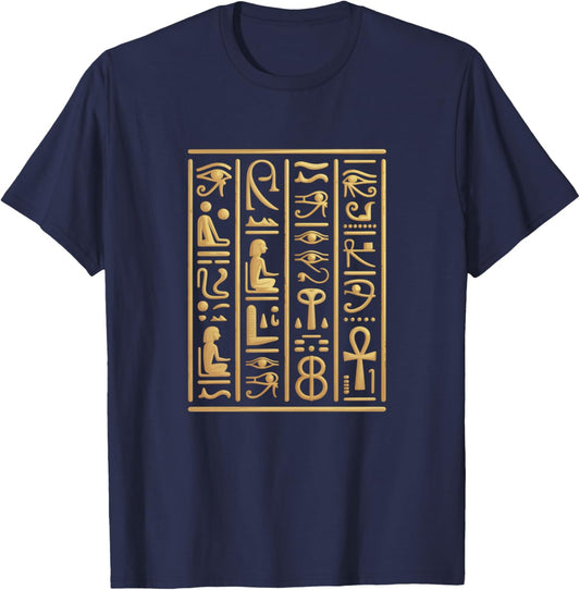 Egyptian Hieroglyphics I Egyptian Gods Archeology T-Shirt - T-Shirt | Navy