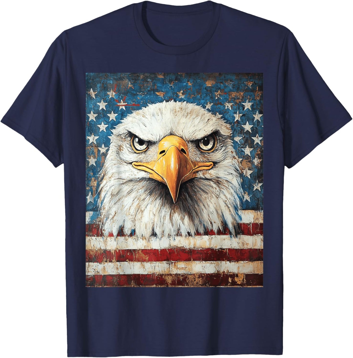 American Bald Eagle USA Flag Patriotic 4th of July Vintage T-Shirt - T-Shirt | Navy