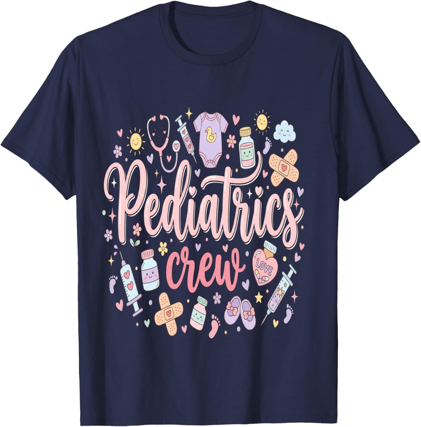 Nurses Heart Pediatric Valentines Peds Nurse Squad Nursing T-Shirt - T-Shirt | Navy