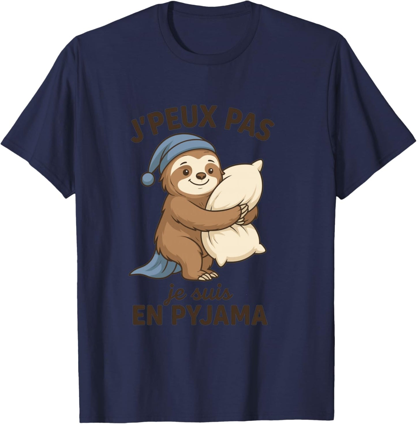 Je Peux Pas I am in Pyjamas Funny Funny T-Shirt - T-Shirt | Navy