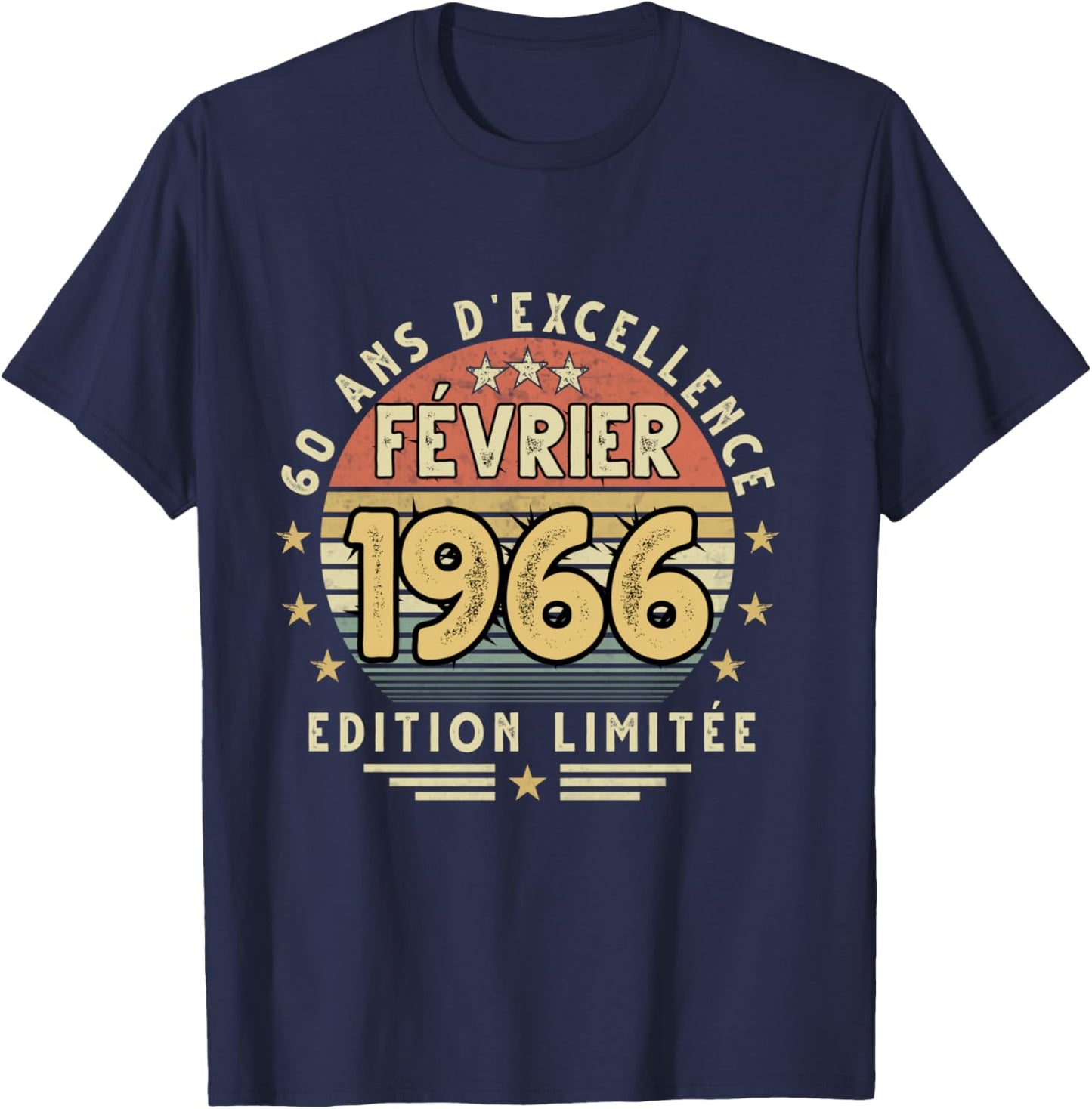 February 1966 Birthday Gift February 1966 60 Years Man T-Shirt - T-Shirt | Navy