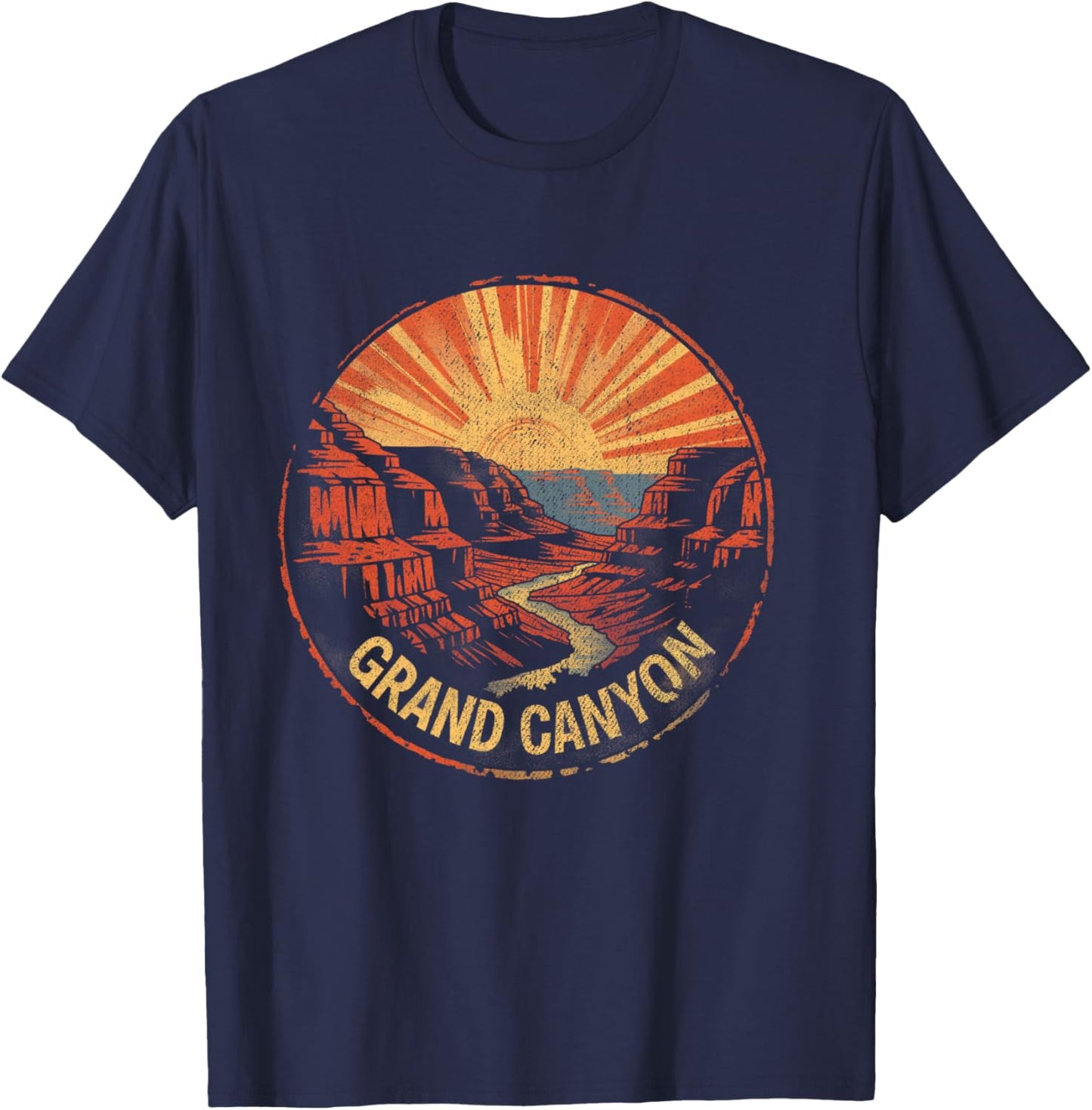 Grand Canyon - US National Park Vintage Men Women Kids Retro T-Shirt - T-Shirt | Navy