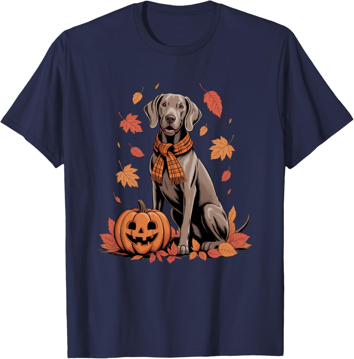 Weimaraner Dog Lover Pumpkin Fall Autumn Thanksgiving T-Shirt - T-Shirt | Navy