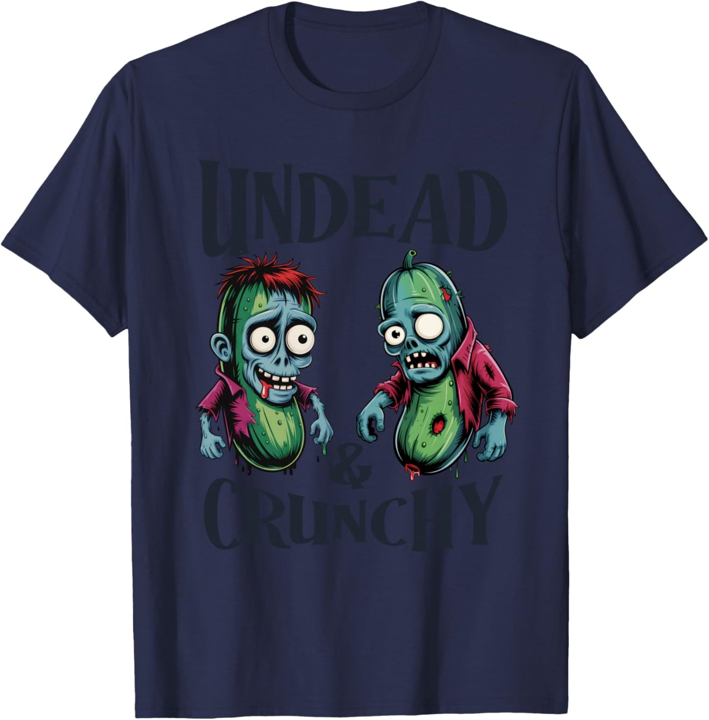 Undead & Crunchy – Funny Zombie Cucumber Halloween T-Shirt - T-Shirt | Navy