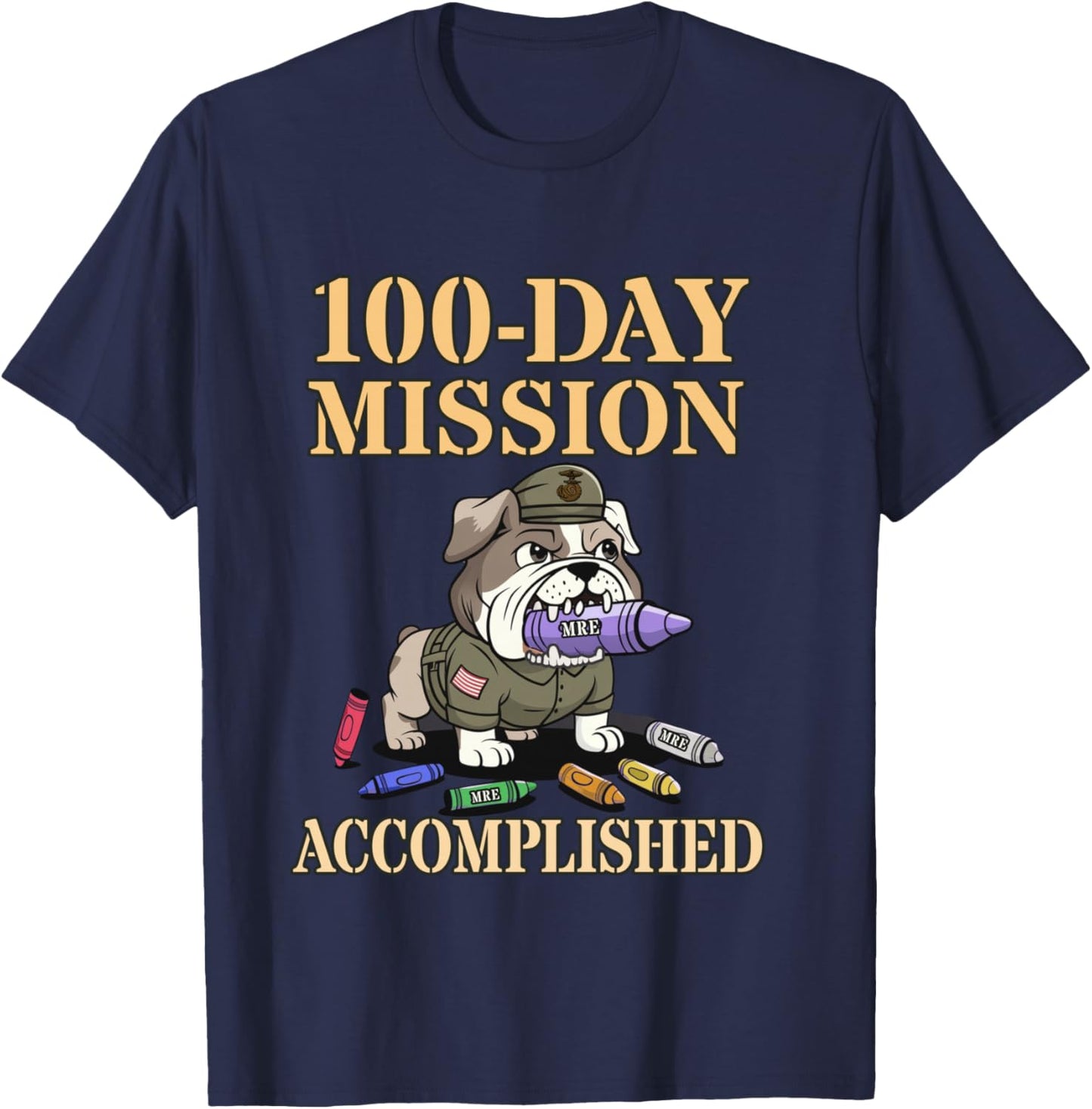 Camp d'entraînement Militaire Amusant de 100 Jours Manche Longue T-Shirt - T-Shirt | Navy