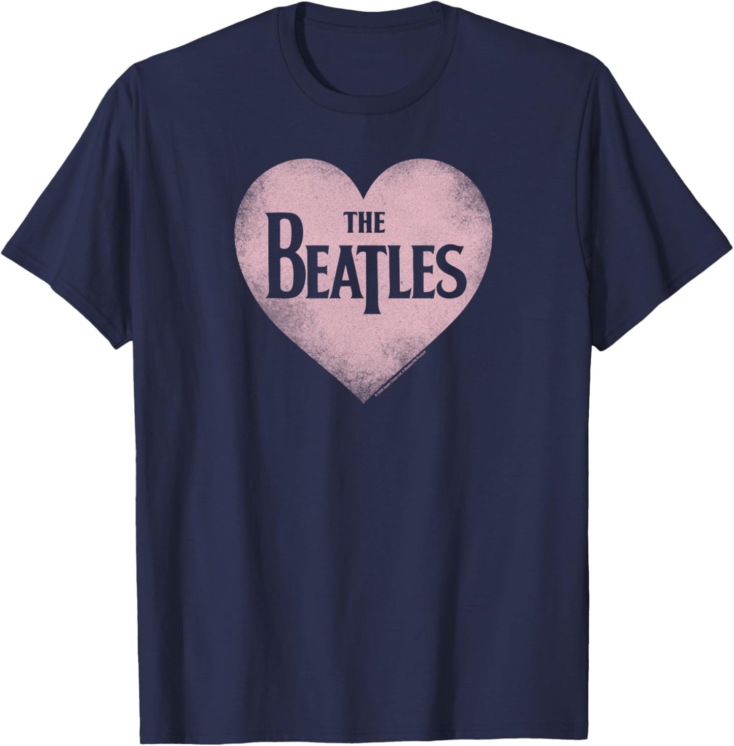 The Beatles - Pink Heart Retro Design T-Shirt - T-Shirt | Navy