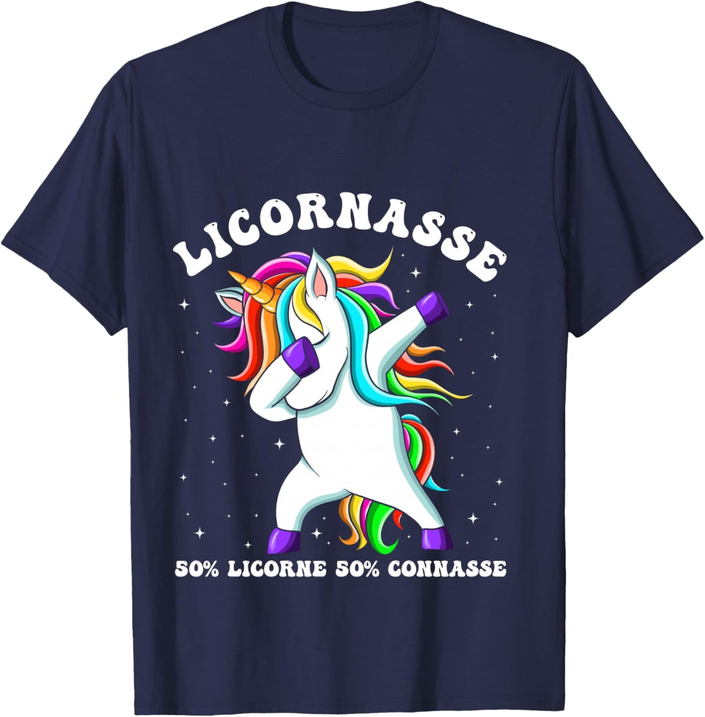 Unicorn 50% Unicorn 50% Connasse Humour Gift Woman T-Shirt - T-Shirt | Navy
