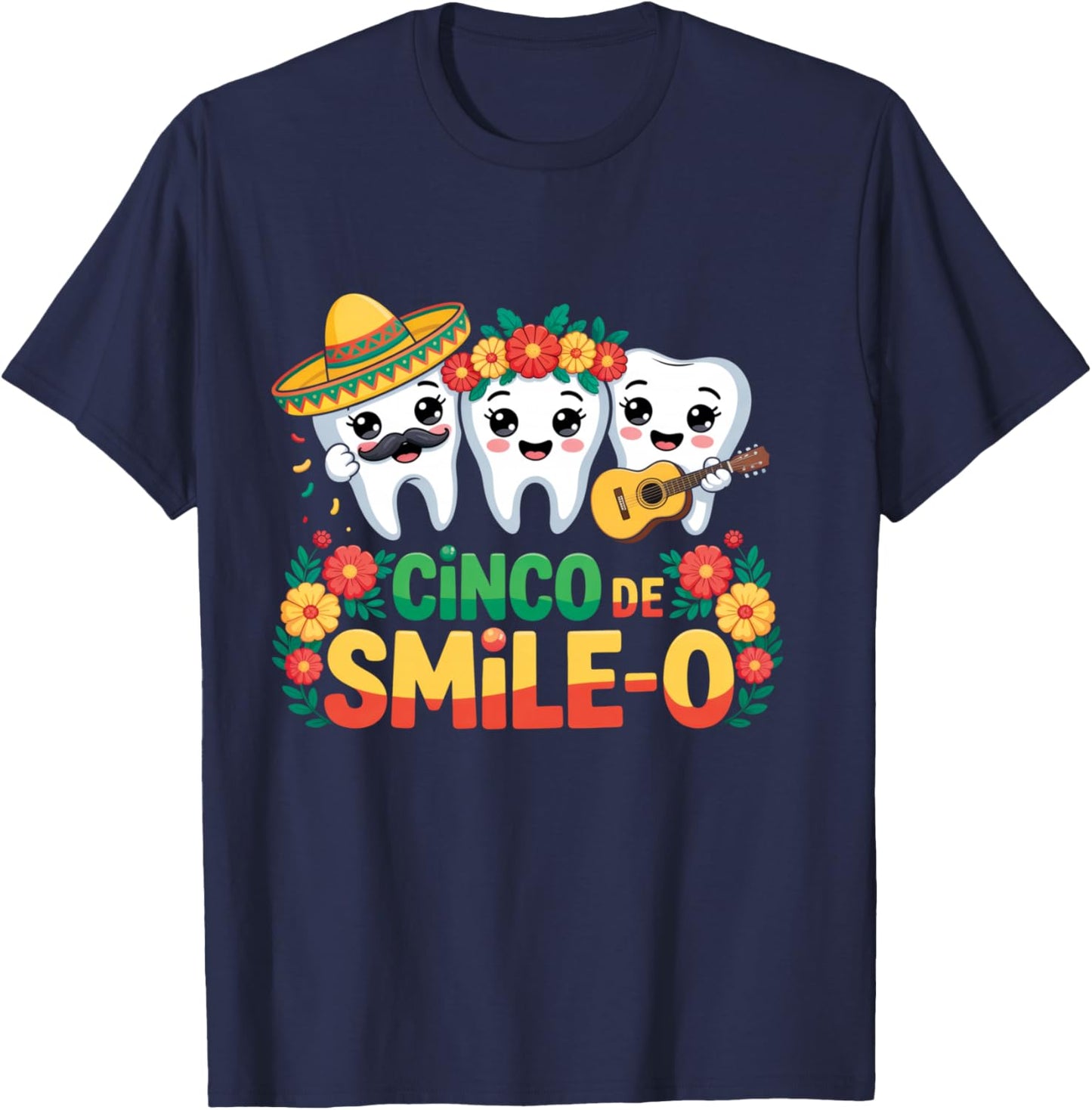 Cinco De Smile-O Funny Cinco De Mayo Sombrero Teeth T-Shirt - T-Shirt | Navy