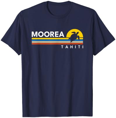 Moorea Tahiti Turtle Vintage Retro Souvenirs T-Shirt - T-Shirt | Navy