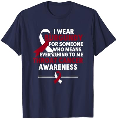 Throat Cancer Awareness I Wear Burgundy Throat Cancer T-Shirt - T-Shirt | Navy