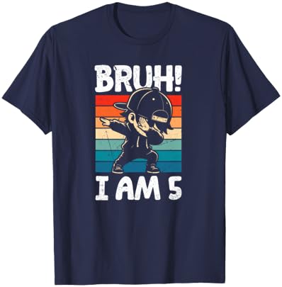 Bruh I Am 5 Year Old Dabbing Boy 5th Birthday Decorations T-Shirt - T-Shirt | Navy
