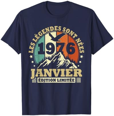 Legends Are Born in January 1976 Birthday 50 Years T-Shirt - T-Shirt | Navy