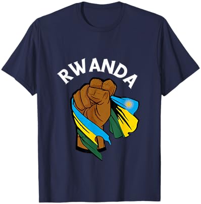 Rwandan Pride Power Handfist Rwanda Flag Rwandan Roots T-Shirt - T-Shirt | Navy