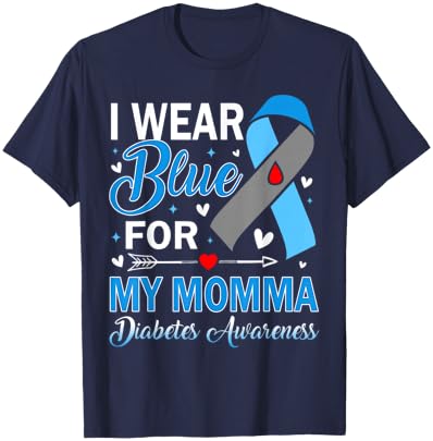 I Wear Blue for My Momma Diabetes Awareness T-Shirt - T-Shirt | Navy