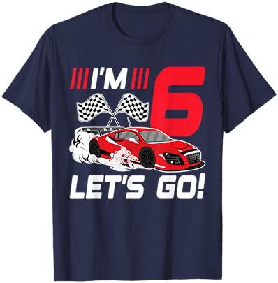 6 Year Old Race Car 6th Birthday Racecar Racing Boy T-Shirt - T-Shirt | Navy