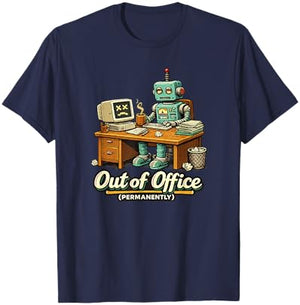 Hors du Bureau Humour de Travail Robot IA drôle Permanent T-Shirt - T-Shirt | Navy