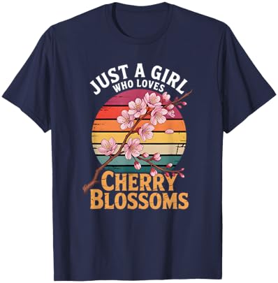 Girls Cherry Blossom T-Shirt - T-Shirt | Navy