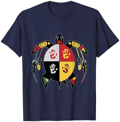 Medicine Wheel Indigenous Native American turtle MMIW T-Shirt - T-Shirt | Navy