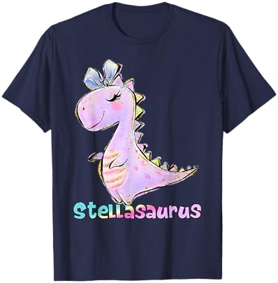 Stella Shirt Girl Dinosaur Birthday Party Name Stellasaurus T-Shirt - T-Shirt | Navy