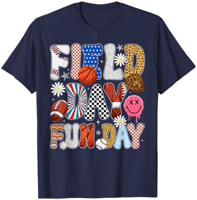Groovy Field Day Fun Day School Sports Students Boys Kids T-Shirt - T-Shirt | Navy